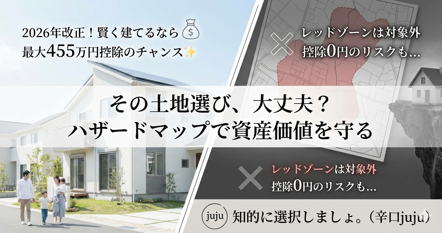 【2026年改正】その土地、住宅ローン控除0円かも？「ハザードマップ」で即死しないための土地選び